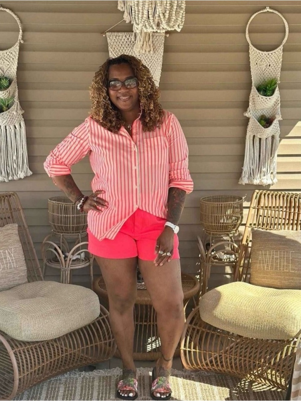 Pink Striped Button-Up Shirt